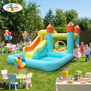 บ้านปราสาทเป่าลมพร้อมสไลด์และหลุมลูกบอลอุปกรณ์สำหรับเล่นในเชิงพาณิชย์แบบนุ่มปรับแต่งได้จากโรงงาน - Product Image 1