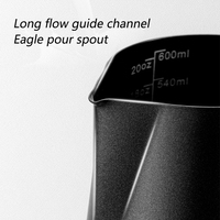 Pichet à lait en acier inoxydable avec revêtement PTFE, 350/600 ml, bec verseur en forme d'aigle, pour latte art, barista, expresso, mousse de lait, avec échelle laser