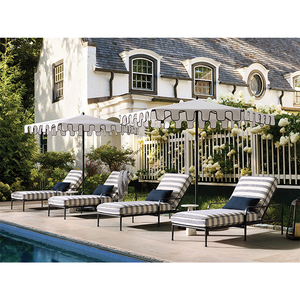 Collezione di Chaise Longue Moderne in Alluminio per Esterni, Struttura in Metallo Resistente alle Intemperie con Cuscino a Righe, Sdraio <span class=keywords><strong>da</strong></span> Patio Antiruggine - Product Image 1