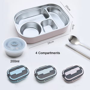 Bán Buôn Kín Leakproof Hộp Ăn Trưa Thép Không Gỉ 304 Ăn Trưa Bento <span class=keywords><strong>Box</strong></span> Với Dao Kéo Cách Điện Trẻ Em Ăn Trưa Hộp Thực Phẩm <span class=keywords><strong>Container</strong></span> - Product Image 5