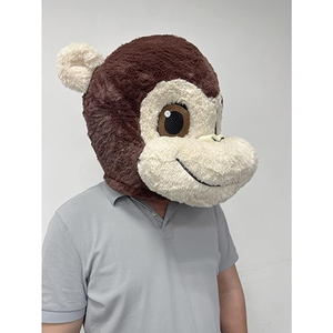 Capiente adorabile e sorridente personaggio di scimmia Costume da mascotte copricapo adulti animali Cosplay foto oggetti di scena soffice maschera da scimmia da festa - Product Image 5