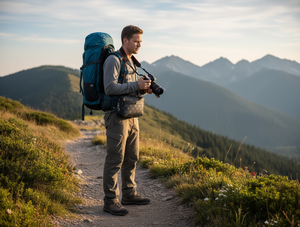 Borsa per fotocamera 3 in 1 da uomo Id, custodia per attrezzatura digitale in pelle sintetica in microfibra, stile classico, chiusura con cerniera da 7 pollici - Product Image 2