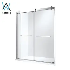 Kamali fabrika fiyat özel boyut tasarım tek şekilli otel banyo 304SS temperli cam sürgülü duş kapısı, camlı odası kapı