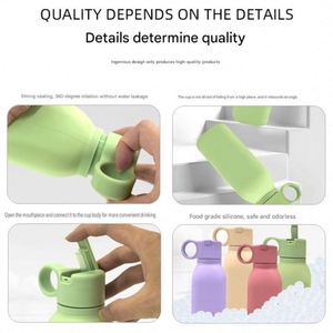 Botella de Agua Portátil Ecológica para Bebés y Niños, Estilo Popular, Silicona de Grado Alimenticio para la Escuela y Actividades al Aire Libre - Product Image 3