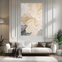 Diptyque botanique minimaliste moderne, peinture à l'huile faite à la main, texture épaisse, couteau à palette, art mural 3D sur toile pour salon