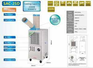 เครื่องปรับอากาศเคลื่อนที่ได้ 9200BTU แบบเคลื่อนย้ายฟรีพร้อมช่องระบายอากาศแบบปรับได้จุดเย็นอุตสาหกรรมหนึ่งจุด - Product Image 5