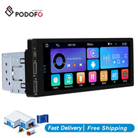 Autoradio Podofo 6,86 pouces, simple DIN, stéréo de voiture 1 DIN, CarPlay sans fil/filaire, Android Auto, lecteur MP5, WIFI, BT, microphone