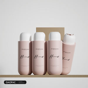 Bouteille de shampooing en plastique HDPE <span class=keywords><strong>rose</strong></span> vide de 350 ml avec logo personnalisé pour lotion, bouteille ronde à presser pour huile de douche, emballage pour soins de la peau - Product Image 3