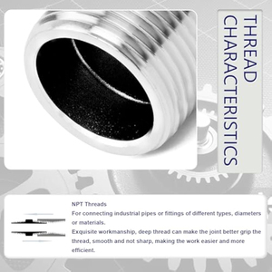 Chất lượng cao 304 thép không gỉ Hex núm vú <span class=keywords><strong>1</strong></span>/2 "NPT nam chủ đề ống phù hợp Adapter kết nối - Product Image 5