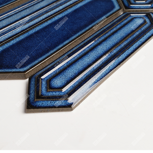 Mosaïque <span class=keywords><strong>de</strong></span> carreaux en céramique bleu foncé en forme <span class=keywords><strong>de</strong></span> piquet hexagonal long pour restaurant, buffet, hôtel, cuisine, mur, <span class=keywords><strong>salle</strong></span> <span class=keywords><strong>de</strong></span> <span class=keywords><strong>bain</strong></span>, crédence, décoration - Product Image 5