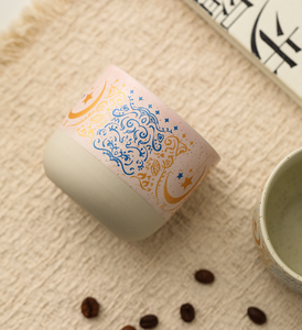 Taza de Café de Cerámica Árabe, Estilo Tradicional Musulmán, Patrón de Estrella y Luna, Dorada, Taza Maestra de Mano, Ecológica, Duradera, de Hueso - Product Image 2