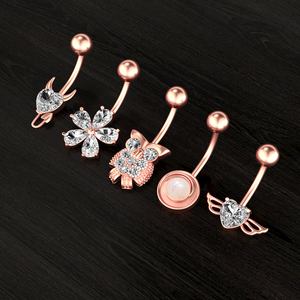 Thiết lập 10 hình học cơ thể thép không gỉ piercing đồ trang sức nước giọt <span class=keywords><strong>Owl</strong></span> Navel Nhẫn dangles sexy bụng nhẫn cho phụ nữ cưới - Product Image 5