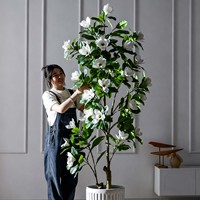 Arbre de Magnolia Artificiel 5,58 pieds, Fleurs Blanches, Plantes Artificielles, Arbres Artificiels, Décoration d'Intérieur