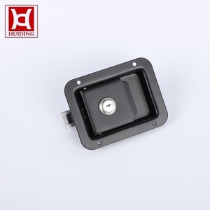 Heavy Duty Tool Box Lock Recessed Handle Black Flush Paddle Latch with 4 Mounting Holes for Truck Trailer RV Cabinet 121*92mm - Product Image 1