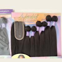 Adorable Shine Yaki Stws Extension de cheveux lisses en fibre haute température avec fermeture à bande capillaire