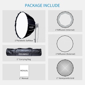 DF Wholesale Boîte à lumière portable profonde pour FSP90, compatible avec les flashs de studio à monture Bowens pour FEELWORLD FSP90 Studio Li - Product Image 5