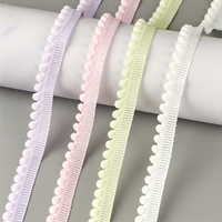 Dentelle élastique française en polyester/coton à motif de petites dentes, fleurs 3D, accessoires pour ourlets de vêtements, éponges de bain et jupes