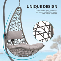 Chaise balançoire suspendue en forme d'oeuf pour l'intérieur et l'extérieur avec support pour patio, chambre, balcon, porche, jardin, villa
