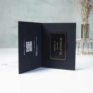 Envelope magnético para cartão de crédito, envelope de cartão de crédito, logotipo personalizado luxuoso, de papel preto e fechamento