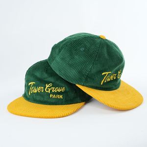 Casquettes Snapback à 5 panneaux non structurées personnalisées pour hommes, en velours côtelé bicolore - Product Image 2