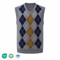 Herren V-Ausschnitt Argyle Strickweste Ärmellose Pullover Casual Büro-Strickwaren