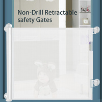 Barrière de sécurité pour bébé pliable et rétractable sans perçage pour les escaliers avec fermeture à bouton, barrière pour chien, clôture en polyester de haute qualité
