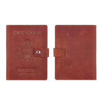 Dompet Paspor Kulit Asli Vintage Bergaya dengan Pola Deboss, Mudah Dibawa, Dilengkapi Penutup Elastis