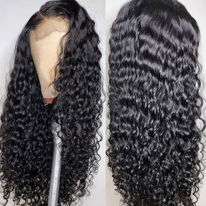 <b>Deep</b> <b>Wave</b> Lace Front Human Hair <b>Wig</b> Natural Black Curly <b>Wig</b> for African Women HD Transparent Lace - Product Image 3
