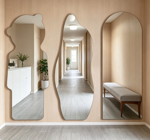 Heavenly Mirror Modern Oval Frameless Glass Wooden Wall Decorative Vanity Mirror <b>Float</b> Pattern for Bedroom Bathroom Hotel - Product Image 1