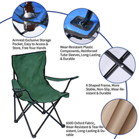 Chaise longue pliable personnalisée avec poche latérale gaufrée, bleu-noir, en acier inoxydable et tissu Oxford, pour patio, plage, camping, pique-nique, jardin, salle de sport