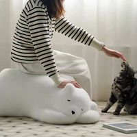 Nouveau style 2025 : Canapé-lit individuel en flanelle, motif ours en peluche ou panda, grande décoration de sol pour salon et chambre, idéal pour les personnes qui recherchent la détente.