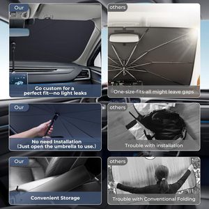 Pare-soleil de pare-brise pliable 240T argenté double épaisseur, protection UV 99%, sur mesure pour <span class=keywords><strong>BMW</strong></span> X1 (modèle OLIVER) 2016-2022 - Product Image 5