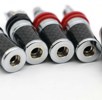 Borne de connexion banane plaquée cuivre rhodié 4 mm pour haut-parleur, amplificateur, récepteur, plaque murale - Design fibre de carbone