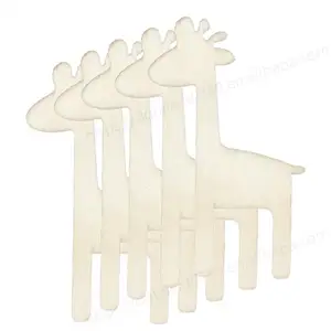 TaiLai Rodajas de madera jirafa recortes de madera sin terminar manualidades de pintura en blanco para niños pintura Animal piezas de madera para DIY decoración del hogar