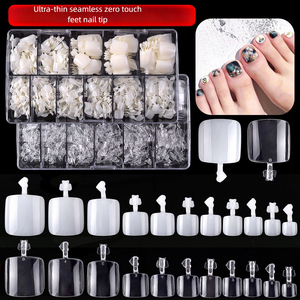 550 faux ongles d'orteils transparents, couleur naturelle, courts, à couverture complète, pour pédicure - Product Image 2
