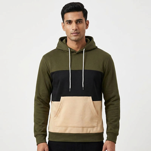 Sudaderas con capucha de invierno para hombre, 100% algodón, tela de terciopelo, corte holgado, diseño personalizado, bloques de color, venta al por mayor, alta calidad - Product Image 1