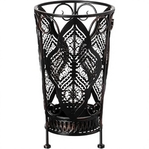 Porte-parapluie antique en métal, support vintage en fer forgé, support de rangement autoportant pour parapluies avec plateau d'égouttement amovible - Product Image 1