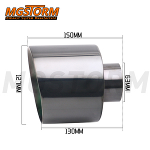 Embout d'échappement universel pour voiture, silencieux modifié, entrée 63mm, <span class=keywords><strong>sortie</strong></span> inclinée 127mm, longueur totale 150mm - Product Image 3