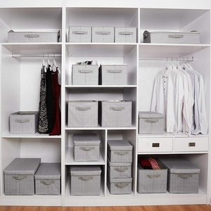 Fabric Closet Organizer Shelf <strong>Cube</strong> Storage Box with Handles Collapsible Home Office Storage <strong>Baskets</strong> for Clothes - Product Image 6