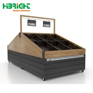 Heavy Duty Wooden Display Vegetable Fruit Stand Rack Promotional Supermarket Rack