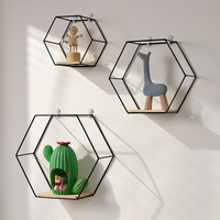 Étagère murale hexagonale en fer forgé Art Déco pour figurines et décorations de salon