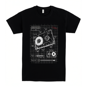 Camiseta Cassette Plan Negra con Diseño Gráfico Temática Musical Unisex - Product Image 1