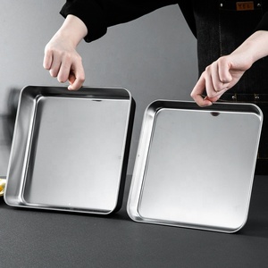 Plaque de cuisson carrée en acier inoxydable 15/20/25/30/<span class=keywords><strong>35</strong></span> <span class=keywords><strong>cm</strong></span>, plateau plat en acier inoxydable, plaque à <span class=keywords><strong>pizza</strong></span> en métal, plateau alimentaire rectangulaire - Product Image 4
