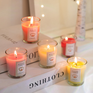 Scented Candles Soy Wax Glass Jar Candle Home Decoration Fragrance Candle Aromatherapy Use Cylinder Shape - Product Image 4