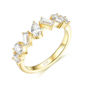 Bagues en or jaune 10K pour femmes, bijoux de luxe à coupe ronde pour fiançailles, mariage, anniversaire, bague D Moissanite GRA - Product Image 1