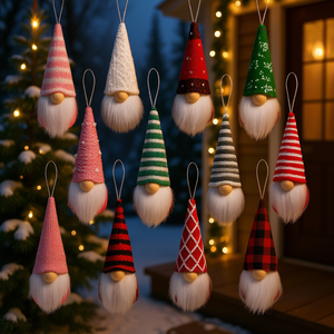 Juego de Adornos Navideños de Gnomos Hechos a Mano, 12 Piezas, Multicolor, Tejidos, Decoraciones para Árboles de Interior y Exterior - Product Image 2