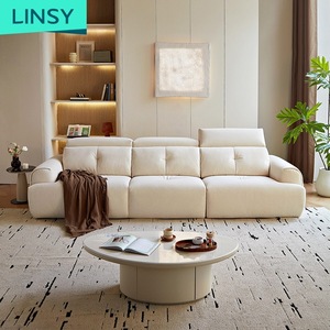 <span class=keywords><strong>Divano</strong></span> Moderno LINSY in Tessuto Bianco a 4 Posti per Soggiorno con Struttura in Legno Massello BS695-A - Product Image 1