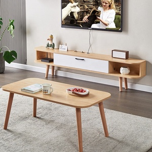 Juego de Muebles de Madera para Sala de Estar con Soporte para <span class=keywords><strong>TV</strong></span> y Mesa de Centro con Almacenamiento, Diseño Moderno y Sencillo - Product Image 1