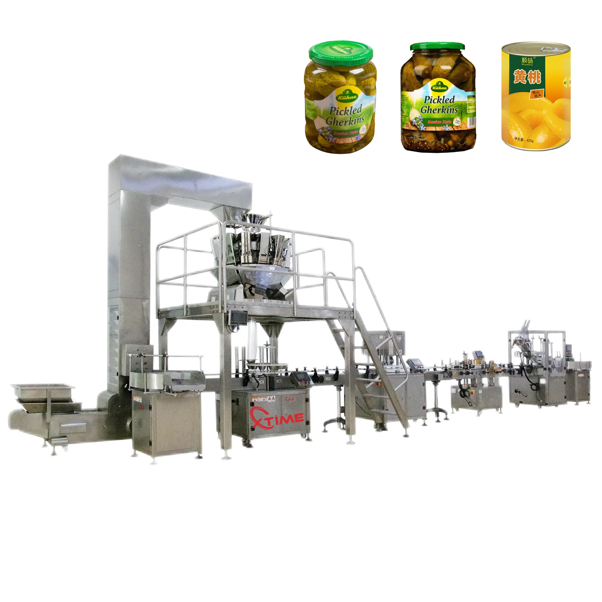 Automático mini pepino Oliva pimienta Chile repollo encurtido salmuera botella de vidrio tarro llenado tapado máquina de embalaje línea de producción