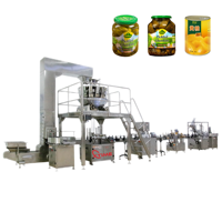 Ligne de production automatique mini concombre olive poivre chili chou cornichon saumure bouteille en verre pot remplissage bouchage machine d'emballage